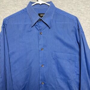 Hugo BOSS Blue Striped Dress Shirt Long Sleeve Button Down Career 16 32/33